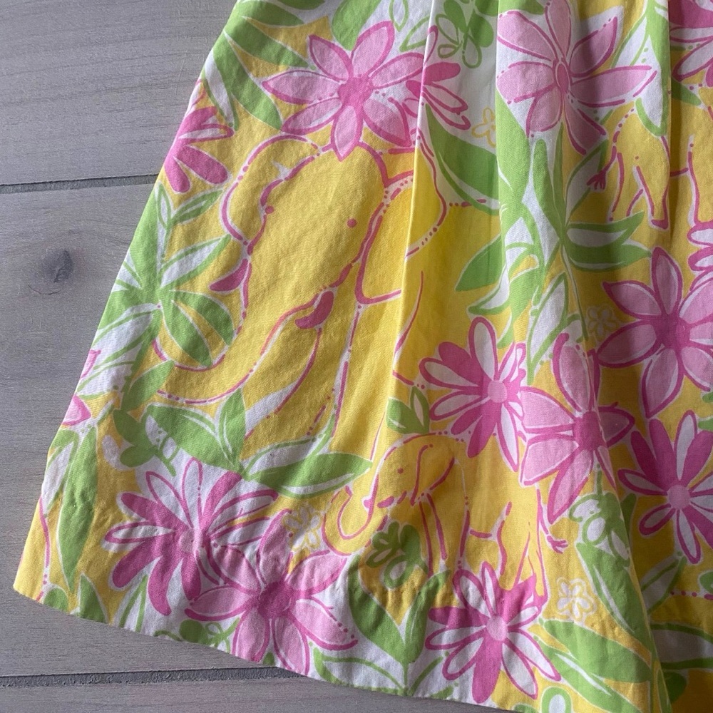 Lilly Pulitzer Pink and Yellow Floral Elephant Print Kids Tank Sundress - Picture 4 of 4